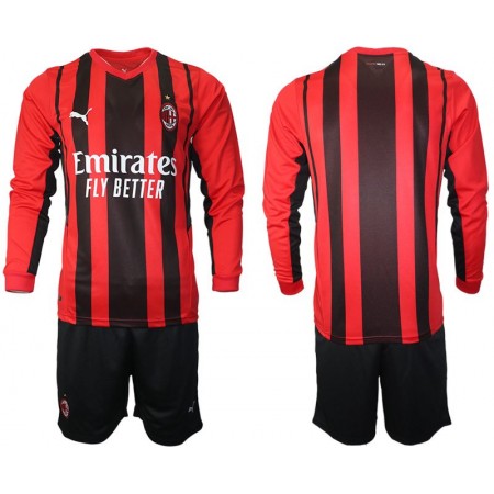 Billiga Fotbollströjor AC Milan Barn Hemma tröja 2021/22 Långärmad